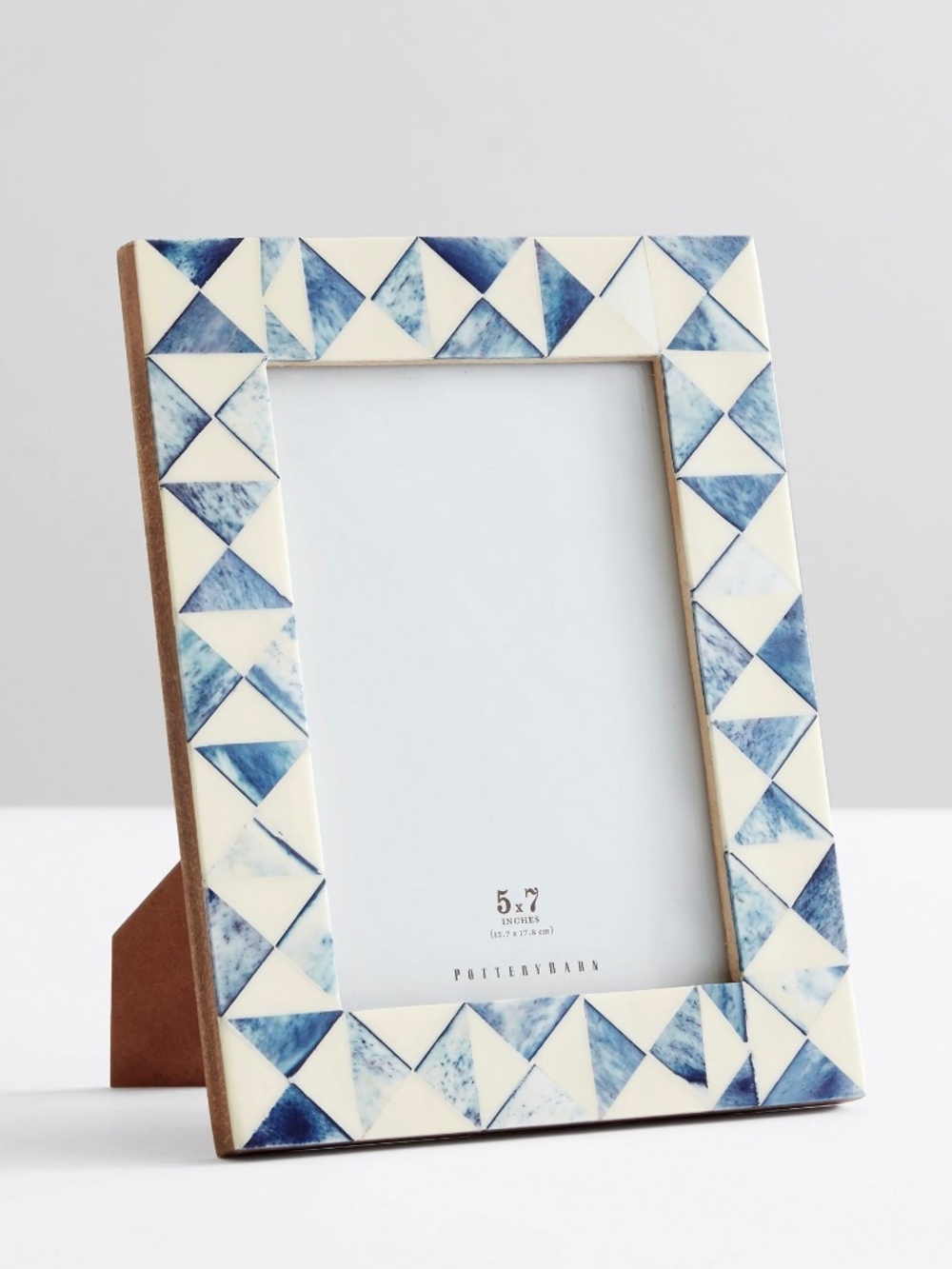 Pottery Barn 5x7 Eclectic Bone Frame | Blue & White Ivory Tile Geometric